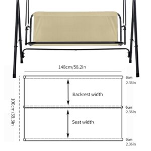 Outdoor Swing Replacement Seat Fabric,600D Thickened Oxford Waterproof Sunscreen Porch Swing Cushions for Patio Furniture Garden Bench,Beige, 57.7X 19.5 x 19.5 in