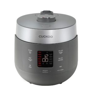 cuckoo crp-st1009f | 10-cup (uncooked) twin pressure rice cooker & warmer | 12 menu options: high/non-pressure steam & more, made in korea, gray (renewed) (renewed)