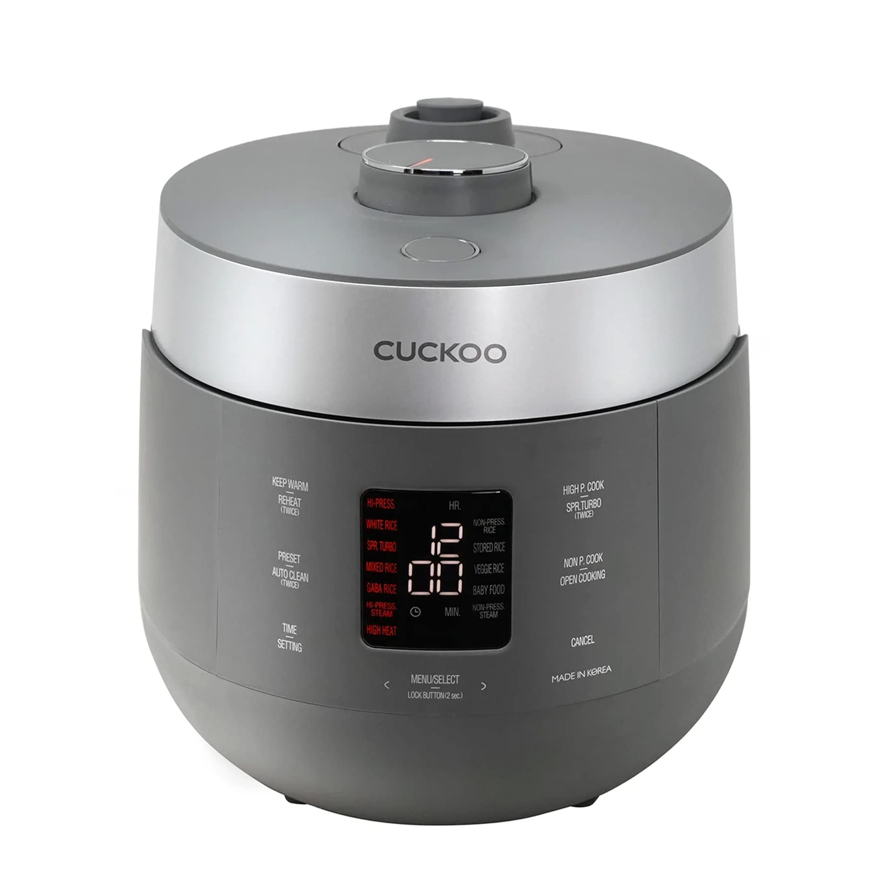 CUCKOO CRP-ST1009F | 10-Cup (Uncooked) Twin Pressure Rice Cooker & Warmer | 12 Menu Options: High/Non-Pressure Steam & More, Made in Korea, Gray (Renewed) (Renewed)