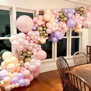 Pearl Pink Balloons Double Stuffed Light Pink Balloons Thick Latex Macaron Baby Pink Different Sizes 18/12/5in Pastel Pink Balloon Arch Kit For Baby Shower Wedding Birthday Party Decor