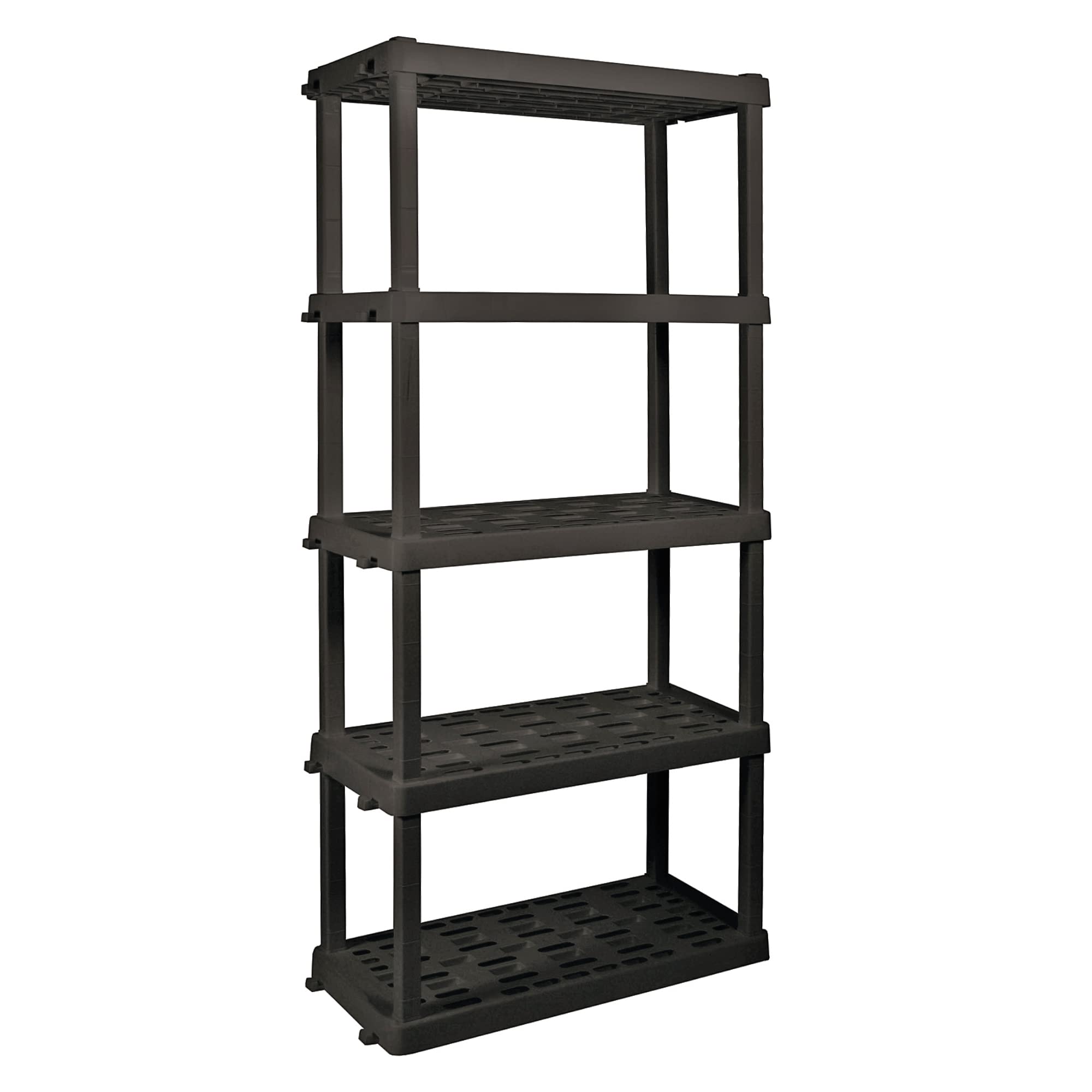 Koolatron Garage Shelving Heavy Duty Storage Shelves for Garage Storage, 5-Shelf Plastic Shelving Unit Adjustable Garage Storage Utility Rack, Heavy Duty Shelving, Basement Storage Rack, Matte Black