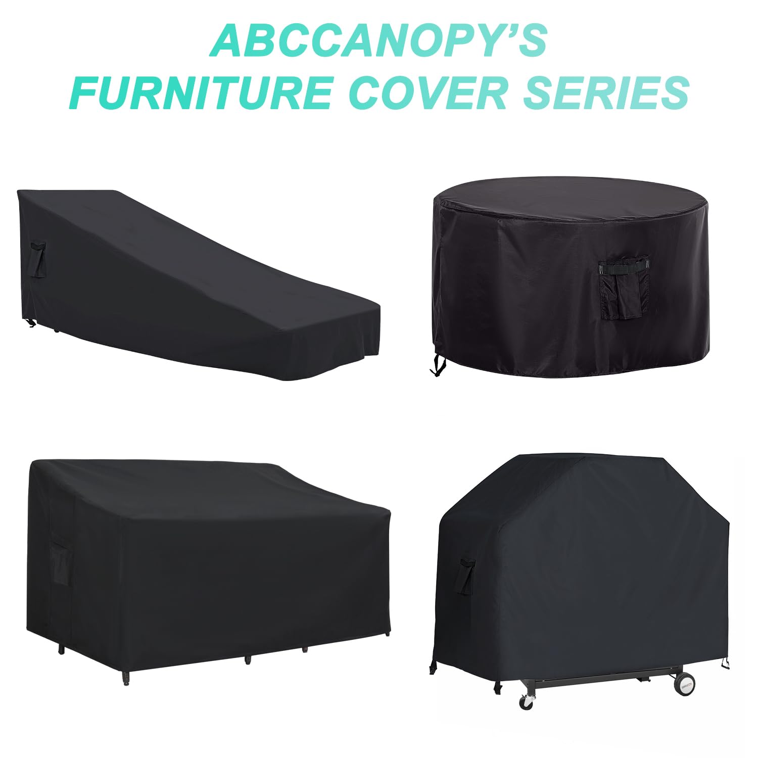 ABCCANOPY Sofa Cover Heavy Duty Sofa Cover Universal Sofa Cover Outdoor Furniture Sets Waterproof and Dustproof Protective Cover for Large Furniture 76x33x33x25 Black