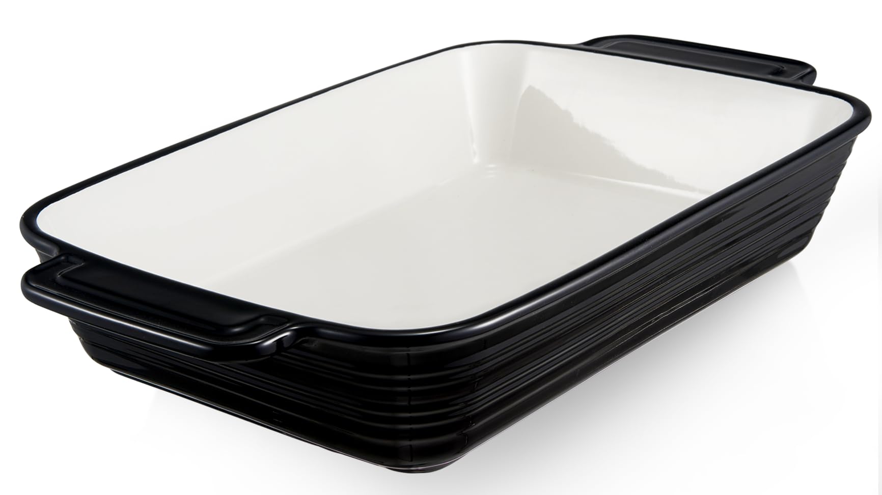 LIFVER Casserole Dish for Oven, 9x13 Ceramic Baking Dish, 115oz Large Lasagna Pan, Durable Deep Baking Pan with Handles, Oven Safe, Home & Kitchen Decor Gifts, Black