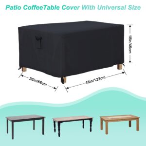 ABCCANOPY Coffee Table Cover Universal Outdoor Table Cover Small Table Cover Waterproof and Dustproof Furniture Cover 48x26x18 Black