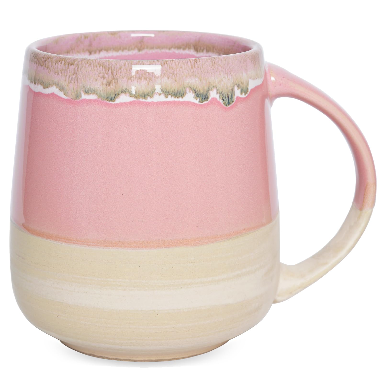 Bosmarlin Extra Large Ceramic Coffee Mug, 23 Oz, Dishwasher and Microwave Safe, Oversized Big Tea Cup, Reactive Glaze (Pink)