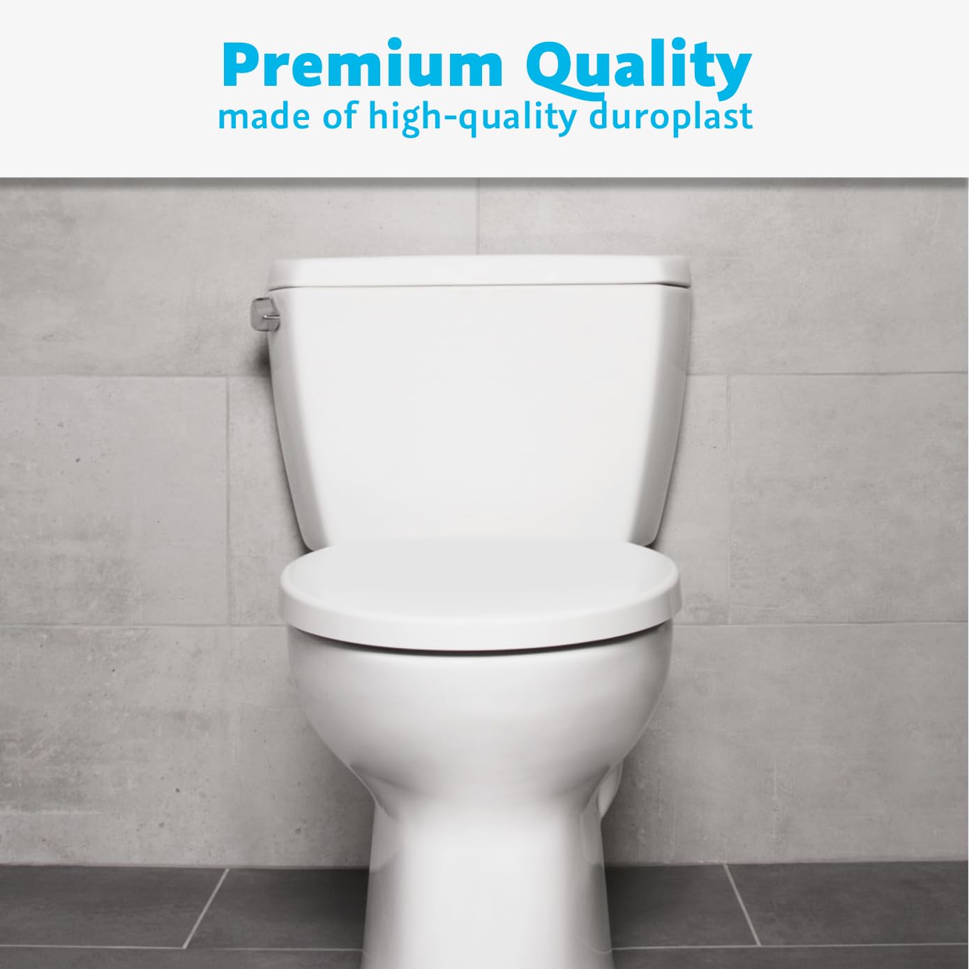 Bullseat Elongated Premium Slow Close Toilet Seat white - Click n’ Clean, Durable, Scratch Resistant