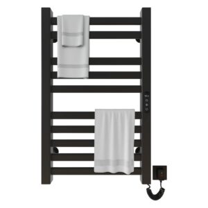 heated towel rack, wifi towel warmer rack, für alexa und google home and tuya app, heated towel racks for bathroom, with 1h-9h hour timer 86℉-158℉ temperature control-wifi black right