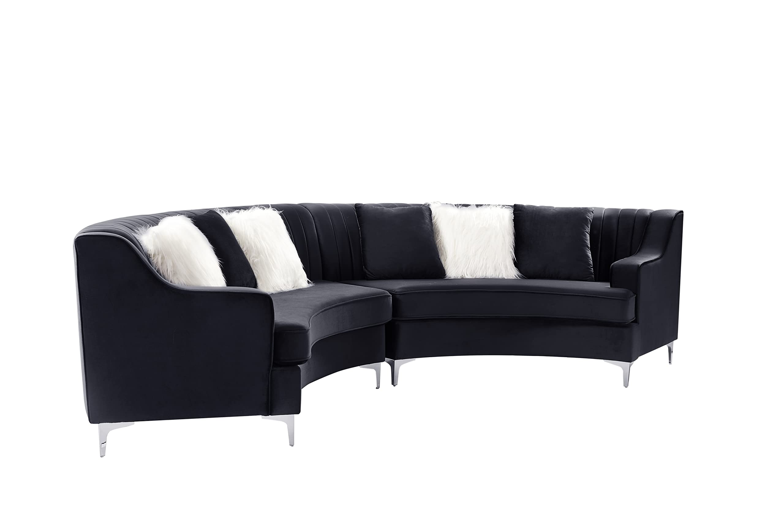 Eafurn 140.94" Symmetrical Curved Modular Sectional Sofa, 6 Seaters Oversized Semi Circular Couch with Metal Legs and Pillows, Modern Tufted Corner Sofa&Couch for Living Room Apartment Big Places