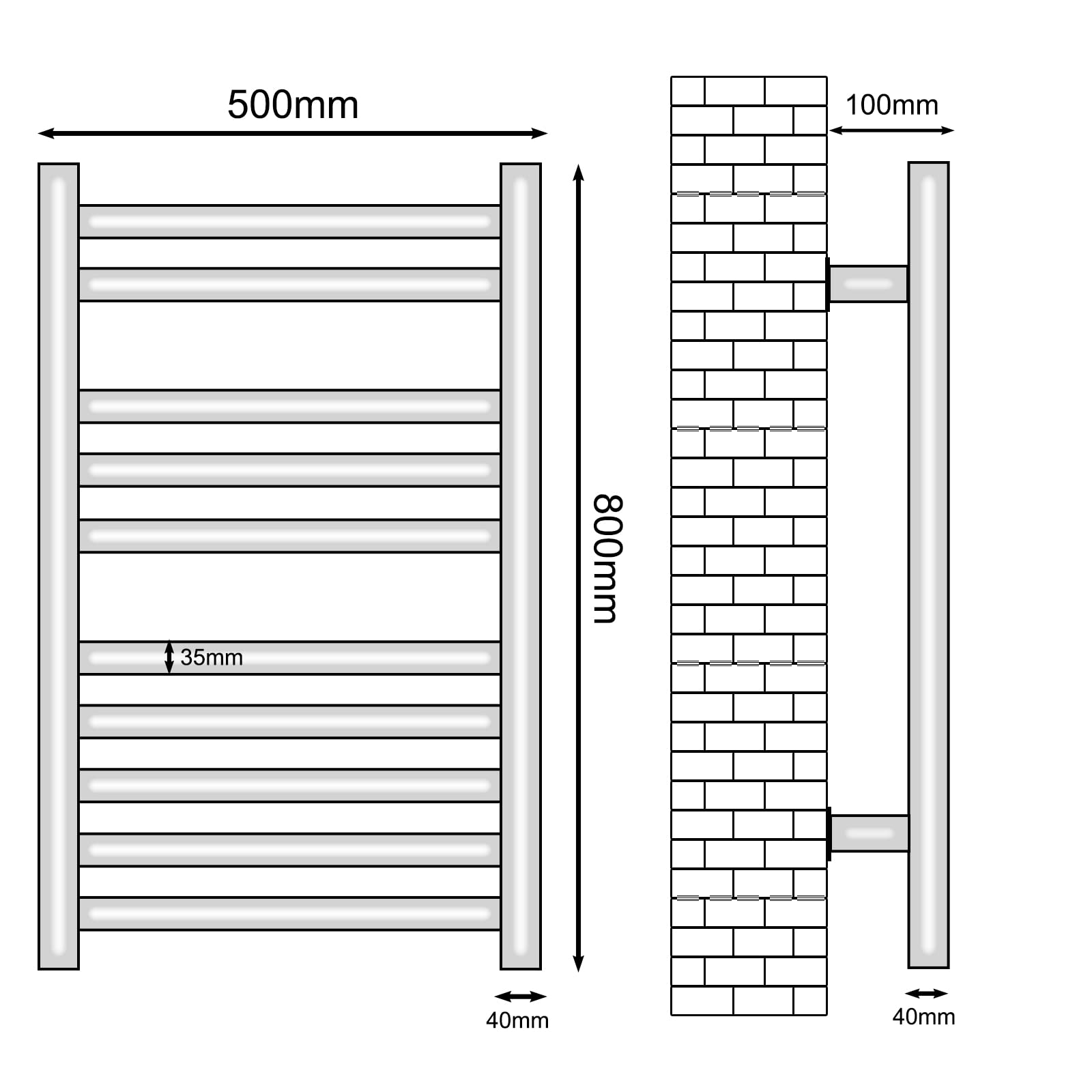 Heated Towel Rack, WiFi Towel Warmer Rack, für Alexa und Google Home and TUYA APP, Heated Towel Racks for Bathroom, with 1H-9H Hour Timer 86℉-158℉ Temperature Control-WiFi Black Right