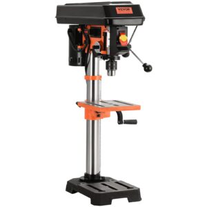 vevor 10 in benchtop drill press, 3.2 amp 120v, 5-speed cast iron bench drill press, 10 in swing distance 0-45° tiltling worktable with work light, tabletop drilling machine for wood metal