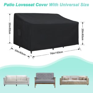 ABCCANOPY Sofa Cover Heavy Duty Sofa Cover Universal Sofa Cover Outdoor Furniture Sets Waterproof and Dustproof Protective Cover for Large Furniture 76x33x33x25 Black