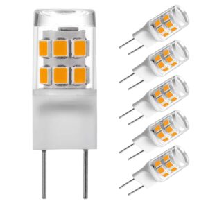 ssqy g8/gy8.6 led light bulb 3 watts warm white - g8 base bi-pin xenon jcd type led 120v 20w halogen replacement bulb,under-cabinet light.pack of 5 (warm white)