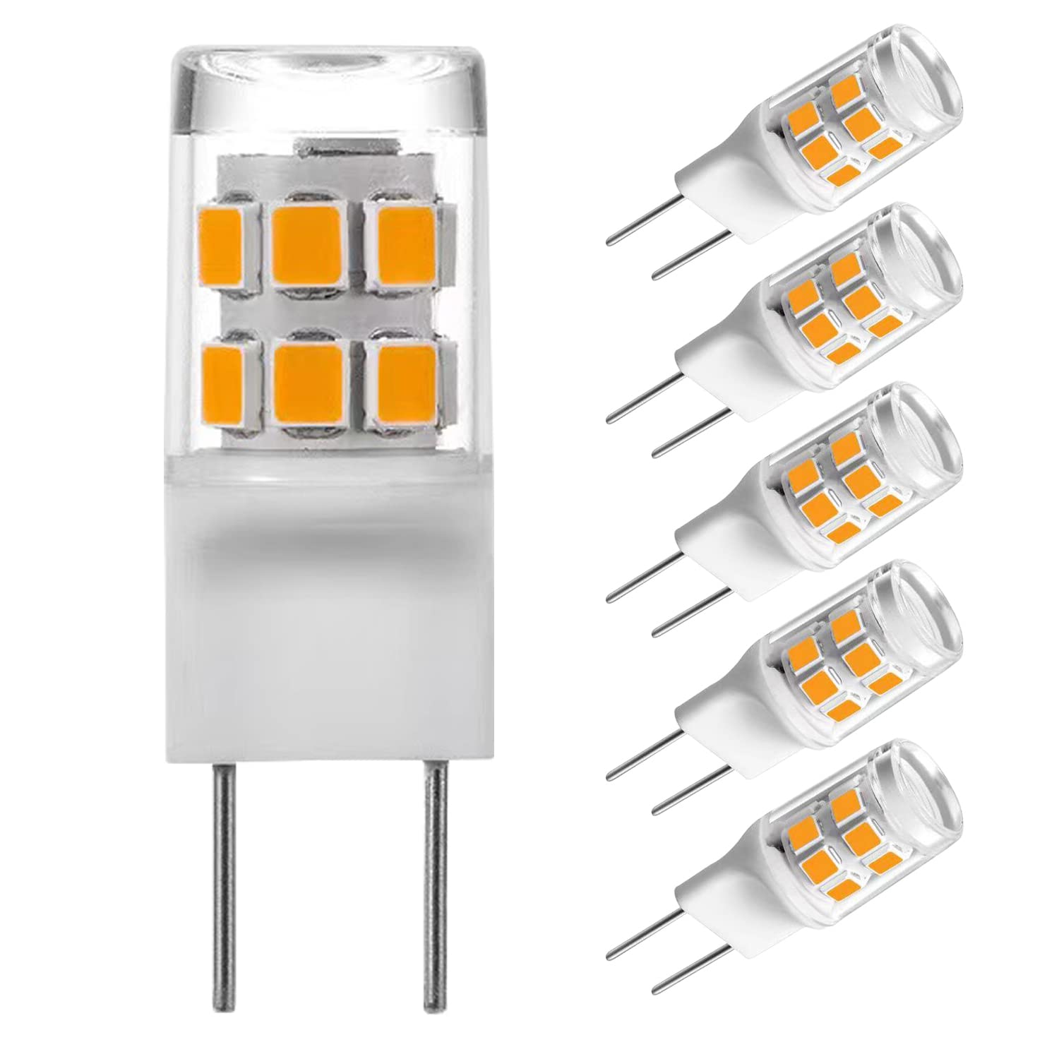 SSQY G8/GY8.6 LED Light Bulb 3 Watts Warm White - G8 Base Bi-pin Xenon JCD Type LED 120V 20W Halogen Replacement Bulb,Under-Cabinet Light.Pack of 5 (Warm White)