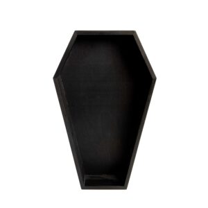 Black Painted Wood Coffin Tray – 13.5 Inch Coffin Shaped Serving Tray Box, Great for Candy, Keys, Candles - Perfect Halloween Décor | 13.5" x 8.5"