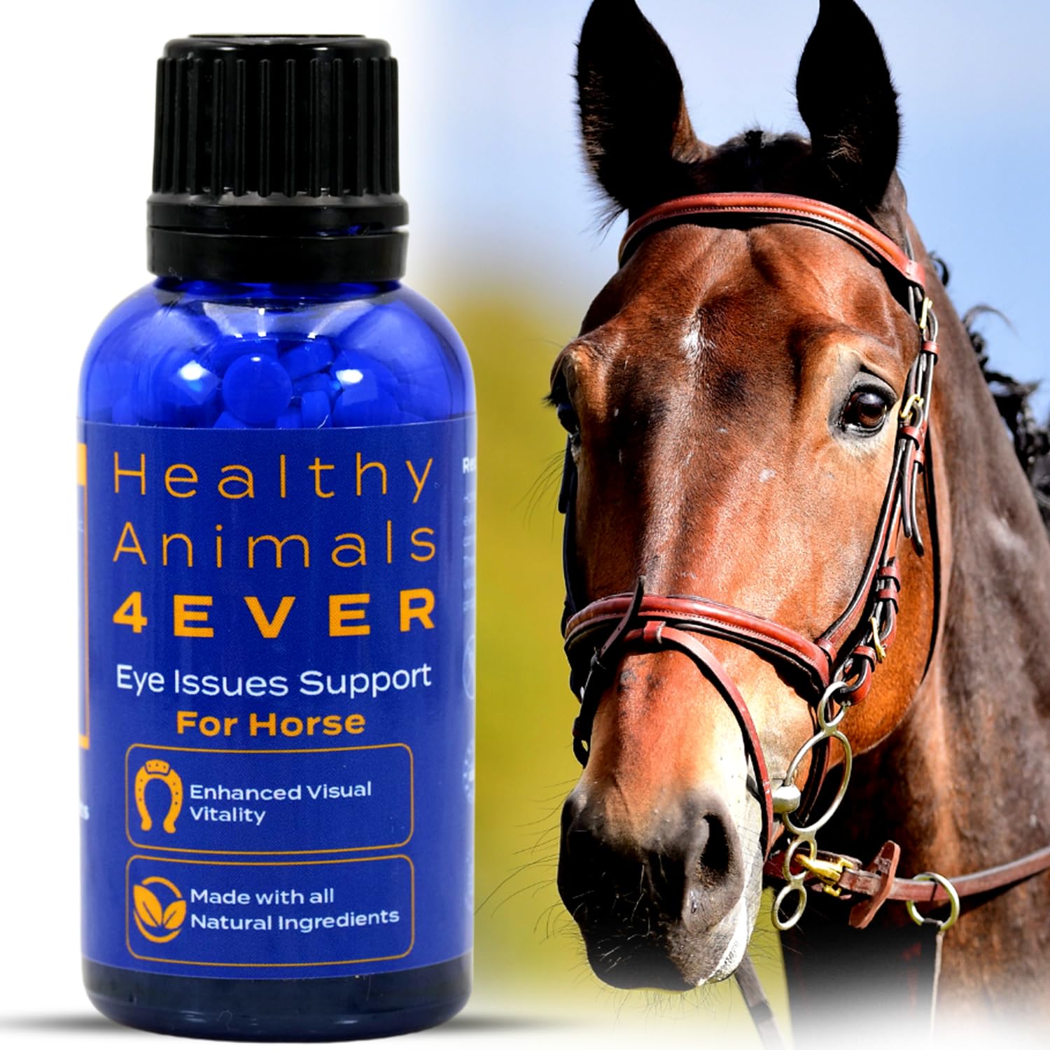 Healthy Animals 4Ever All-Natural Horse Eye Health Support - Maintains Normal Mineral Levels for Horses Eyes - Eye Supplements for Horses - Homeopathic & Highly Effective - 300 Tablets