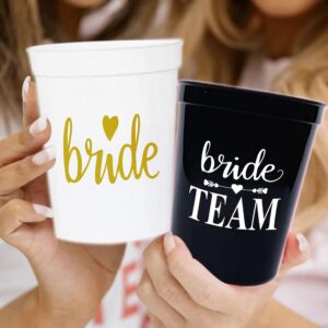 LADY&HOME Bachelorette Party Plastic Cups Bride Team Gifts Reusable Party Cups for Bridal Party(Black)