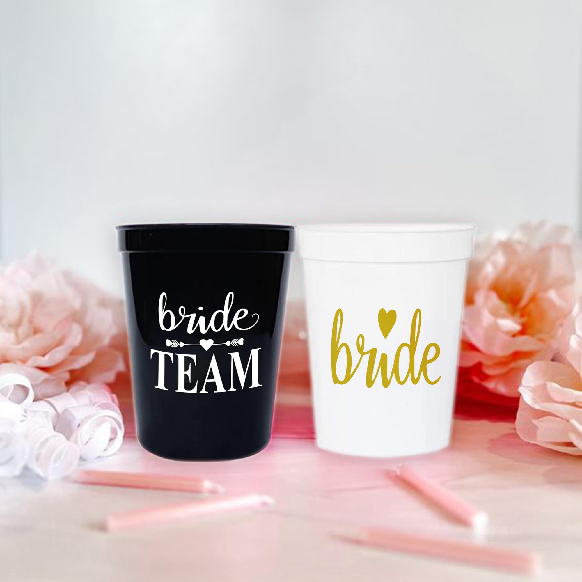 LADY&HOME Bachelorette Party Plastic Cups Bride Team Gifts Reusable Party Cups for Bridal Party(Black)