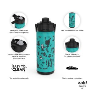 zak! Beacon Insulated Bottle, Disney The Nightmare Before Christmas - 20 oz - Durable Stainless Steel - Double-Wall Vacuum Insulation, Silicone Spout &Leak-Proof Lid - Dishwasher Safe