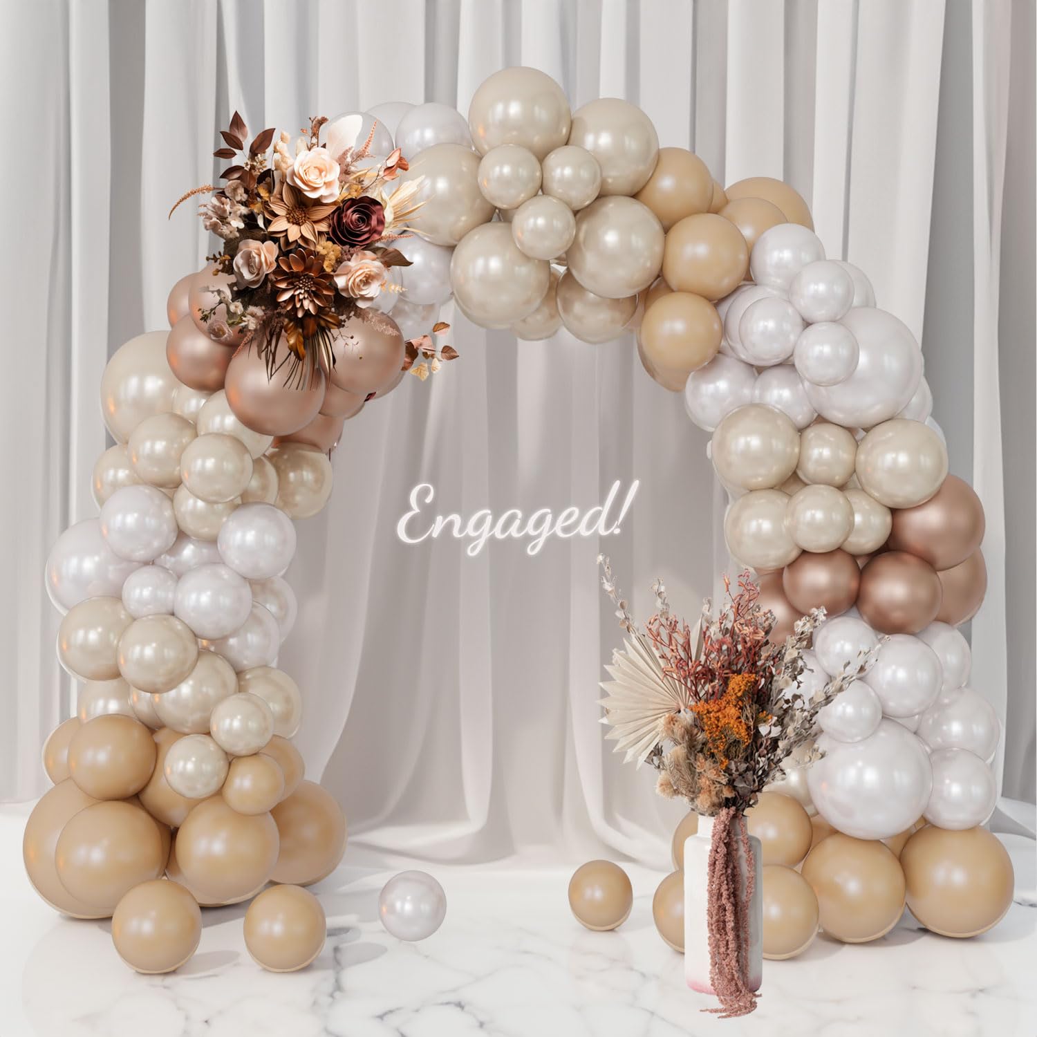 Pearl White Double Stuffed Balloon Arch Metallic Champagne Balloon Garland Neutral Balloon Arch Kit Nude Bobo Cream Apricot Coffee Sand Globos For Boho Baby Wedding Bridal Shower Backdrop Decorations