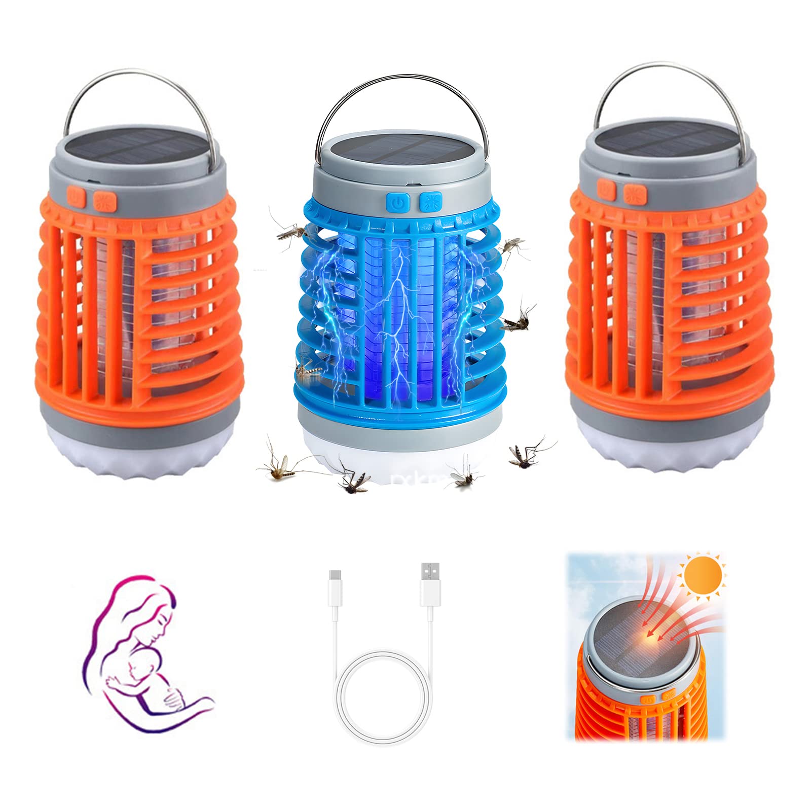 Zaptek Mosquitoes Zapper 2023 Multifunctional Solar Anti-Mosquito Light, ElectriZap Buzz Blast Pro Mosquitoes Zapper, USB Charing and Solar, Great for Outdoor and Indoor (3Pcs)