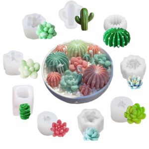 Navani 9 Pack Succulent Silicone Mold,Flower Resin Mold,Silicone Candle Molds.3D Cacti Candle Mold Silicone for Scented Candles Soaps Making, Wax, Resin Casting,Soap Cake Dessert Mousse Mold (A)