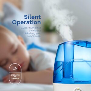 Cool Mist Humidifiers for Bedroom – 3.5L Large Room Humidifier – Personal Humidifier with 360-Degree Rotating Nozzle and Auto Shut-Off – Quiet Baby Humidifiers for Nursery, Bedroom