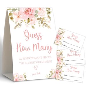 boho shower game,guess how many,baby shower games,wedding shower games,baby shower decorations gender neutral,bridal shower decoration,birthday party game,50 guess cards & 1 sign -12