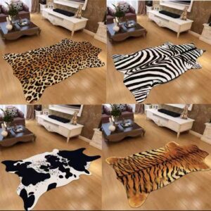 Animal Skin Area Rug,3x4ft, Tiger Skin Print Pattern Large Carpet, Modern Home Decor Living Room Carpet, Suitable for Living Room, Bedroom, Dining Room, Dormitory Washable Flannel Floor Mats