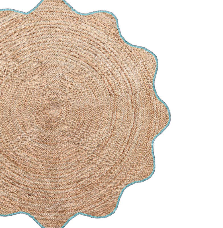 4x4, 5x5, 6x6,feet Natural Jute Scallop Round Rug, Floor Scalloped Edge Rug Braided Boho Eco Large Circular Handmade Area Rugs (CCRD2)