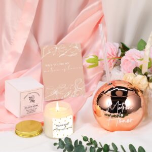 Matron of Honor Proposal Gifts Matron of Honor Silk Robes Wedding Candle Drink Tumbler Gift Box Bridesmaid Proposal Card