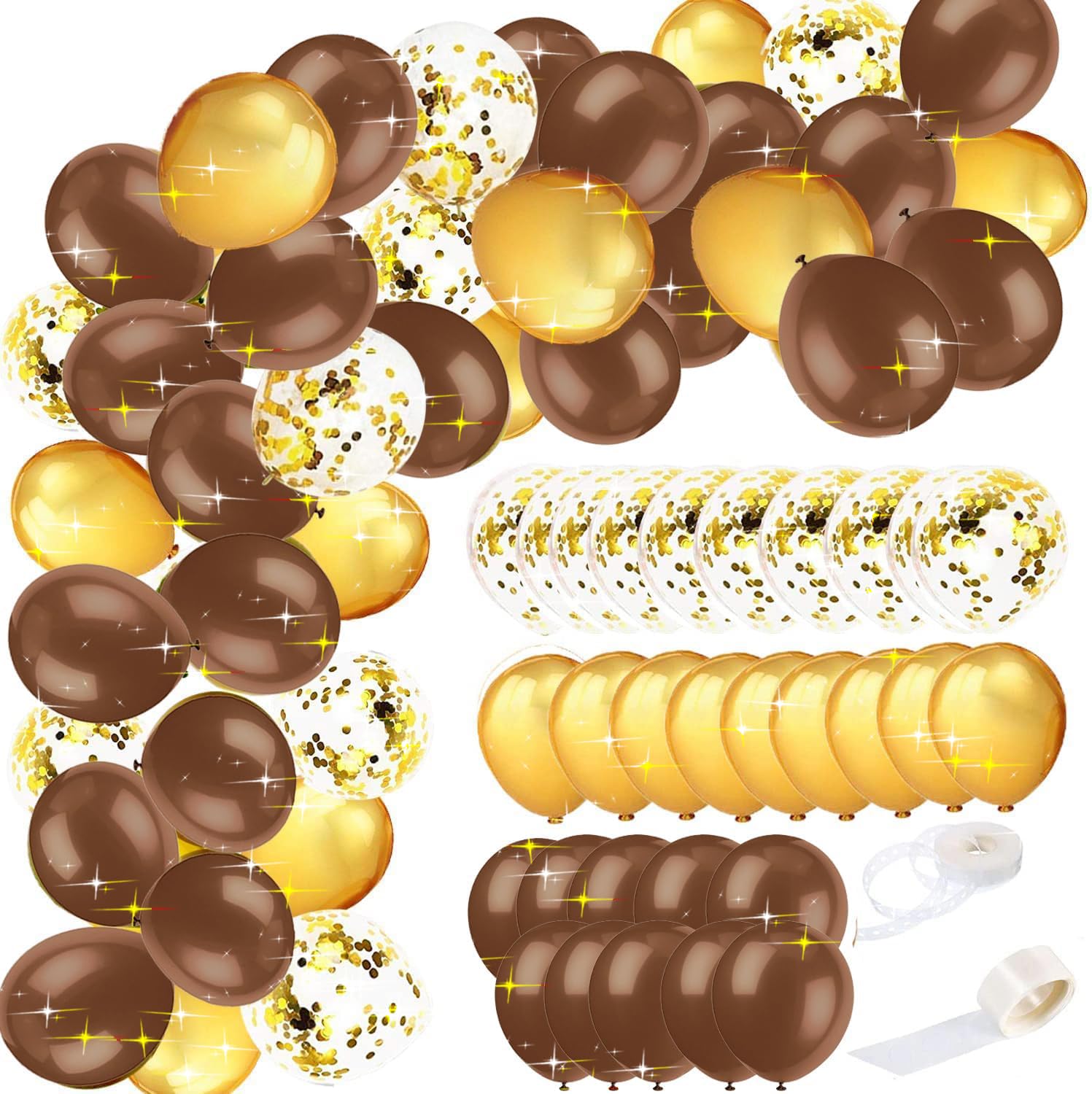 Graduation Party Decorations Brown Gold 2024/Brown Gold Balloons 45pcs for Woodland Teddy Bear Baby Shower Wild West Cowboy Party/Brown Gold Birthday Decorations