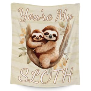 sloth blanket gift for mothers day - 50x60 inches throw size - soft fuzzy plush throws mom gift - funny throw blanket for bed, couch, sofa