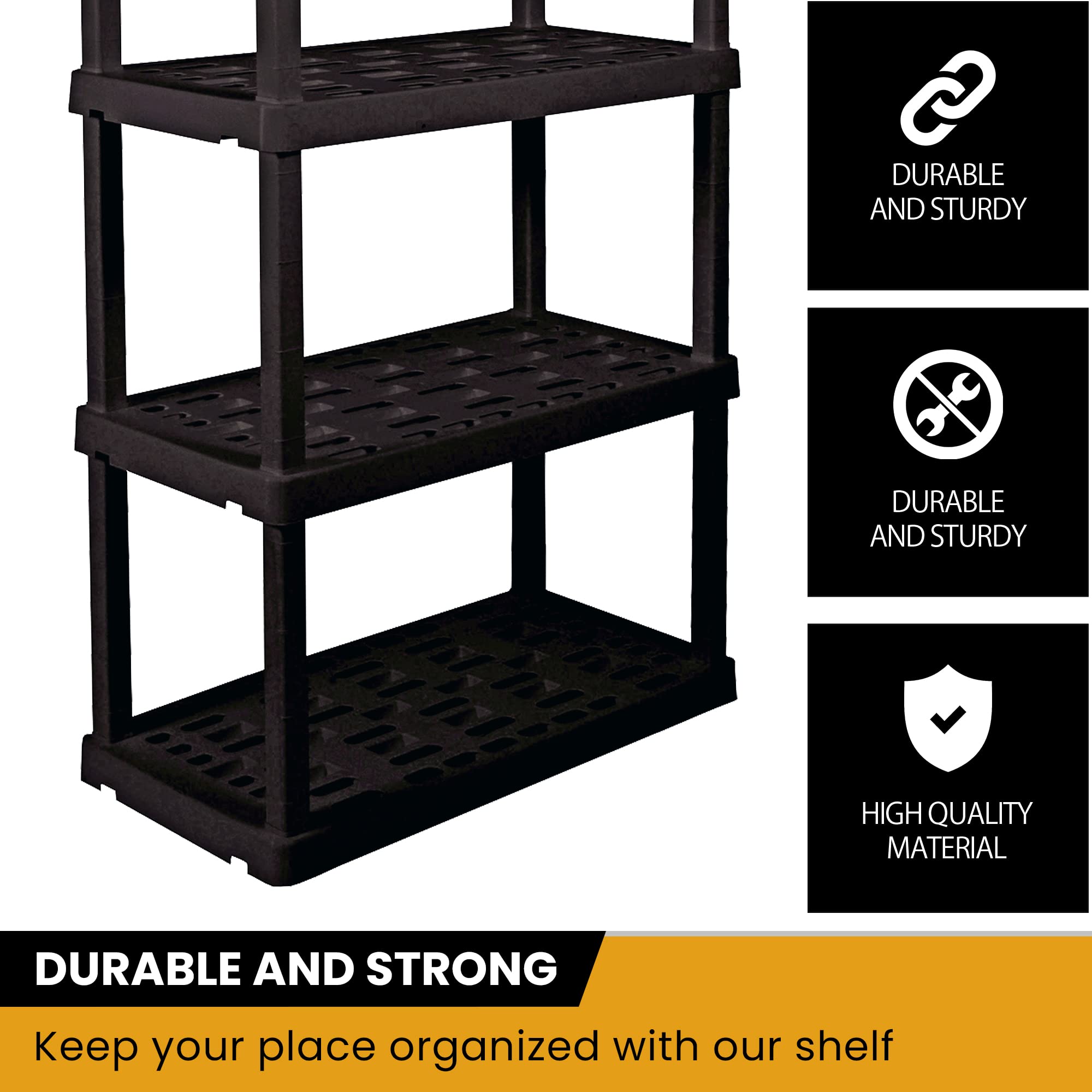 Koolatron Garage Shelving Heavy Duty Storage Shelves for Garage Storage, 5-Shelf Plastic Shelving Unit Adjustable Garage Storage Utility Rack, Heavy Duty Shelving, Basement Storage Rack, Matte Black