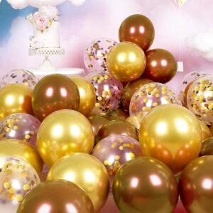 Graduation Party Decorations Brown Gold 2024/Brown Gold Balloons 45pcs for Woodland Teddy Bear Baby Shower Wild West Cowboy Party/Brown Gold Birthday Decorations