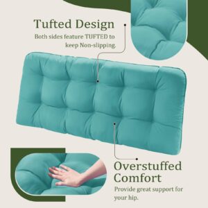 LOVTEX Tufted Bench Cushions for Outdoor Furniture, 48 x 18 InchesPatio Swing Cushions Teal - Overstuffed Indoor/Outdoor Loveseat Cushions with Round Corner