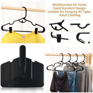 70 Plastic Hangers with Clips Stackable Hangers Nonslip Clothes Hangers Pants Hangers Space Saving Adults Suit Hangers with Clips Short Hanger Black Hangers with 40 Additional Hanger Clips