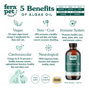 Fera Pets Probiotics and Plant Based Omega 3s, 6, 9 Bundle for Dogs and Cats – All Natural Probiotic Powder with 5 Billion CFUs Per Scoop – Omega 3s for Healthy Skin, Coat, and Immune System (8oz.)