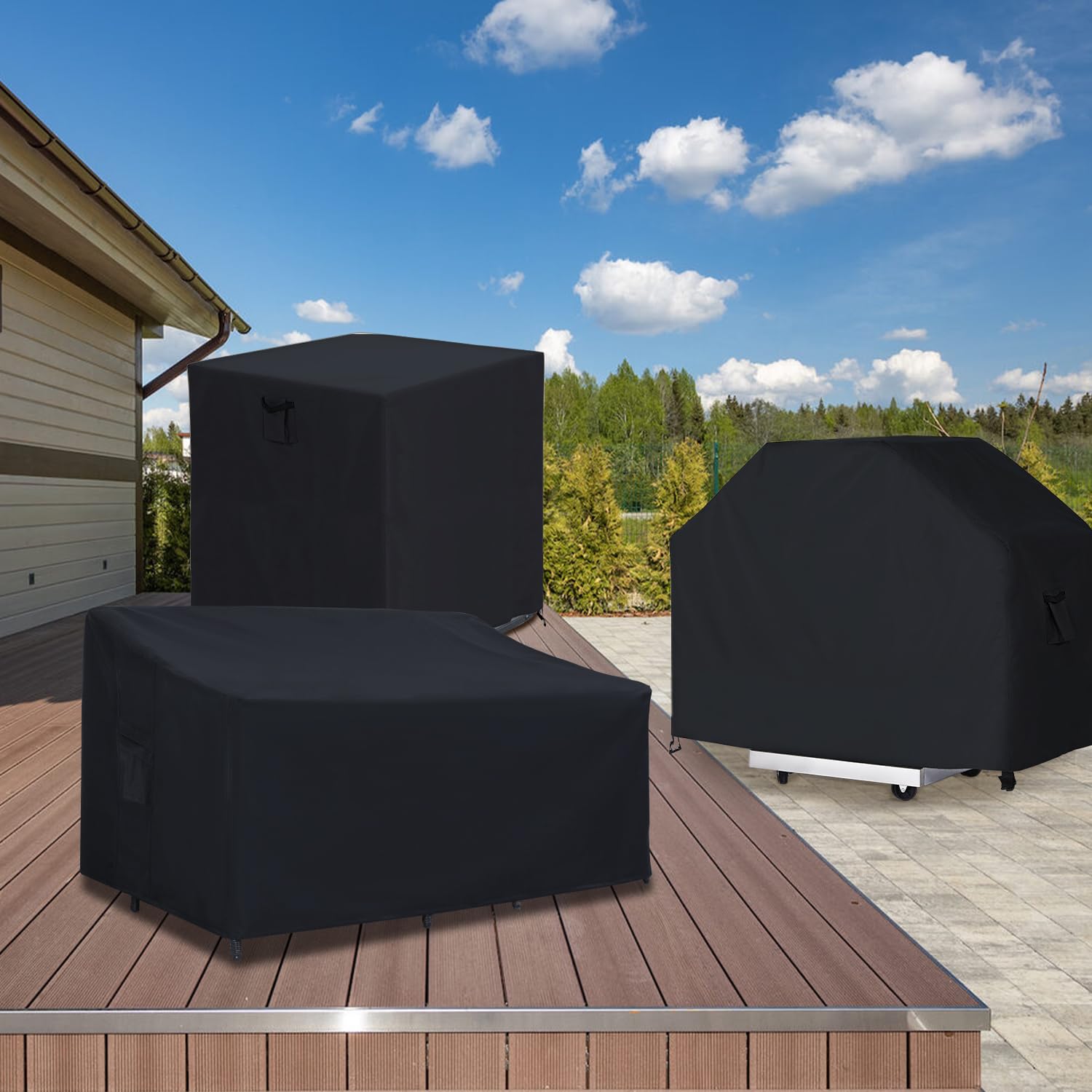 ABCCANOPY Sofa Cover Heavy Duty Sofa Cover Universal Sofa Cover Outdoor Furniture Sets Waterproof and Dustproof Protective Cover for Large Furniture 76x33x33x25 Black