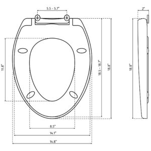 Bullseat Elongated Premium Slow Close Toilet Seat white - Click n’ Clean, Durable, Scratch Resistant