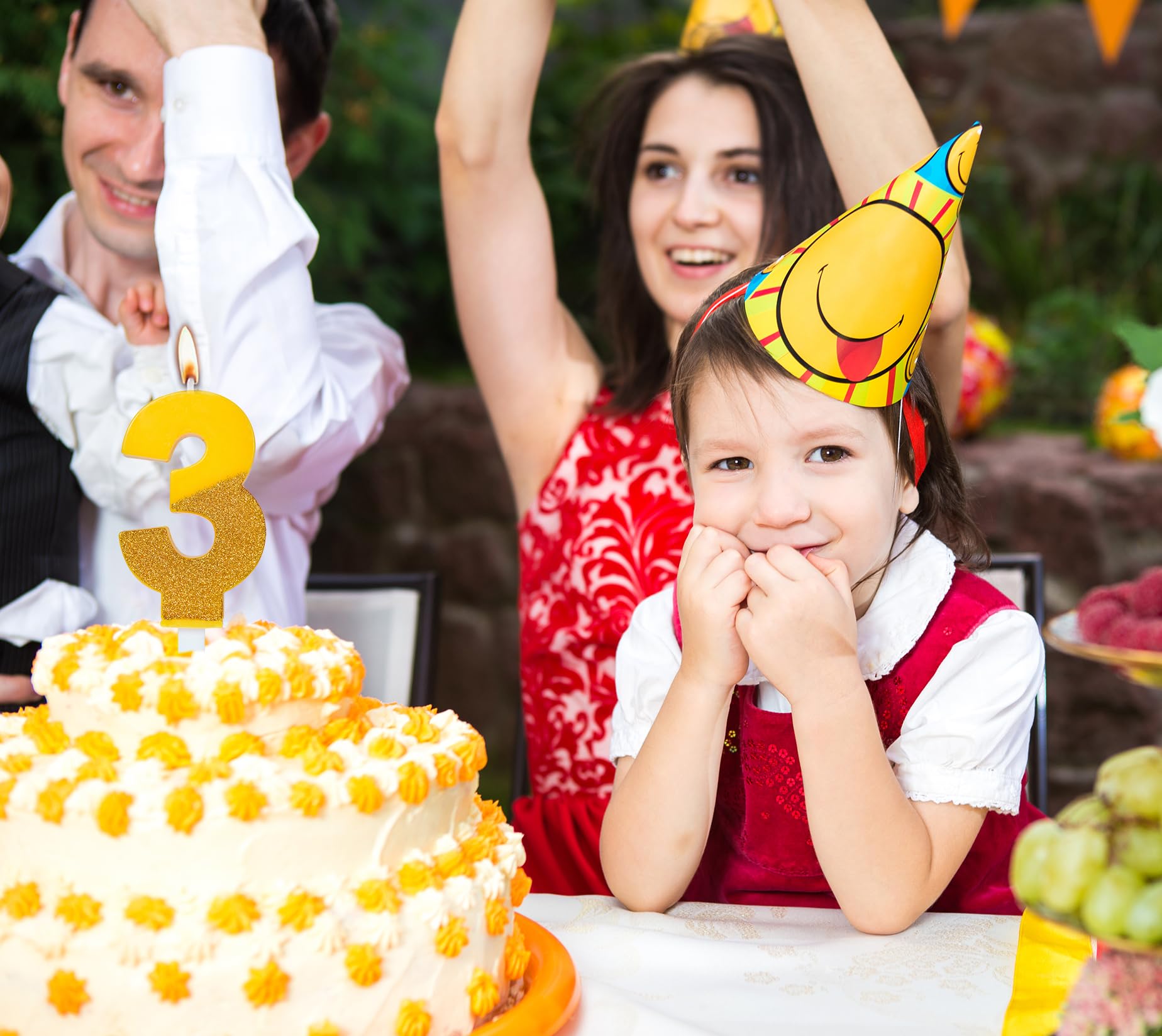 Yellow Number 3 Birthday Candles, Yellow Birthday Number Candles 3 Gold Cake Number Candles 3 Party Celebration