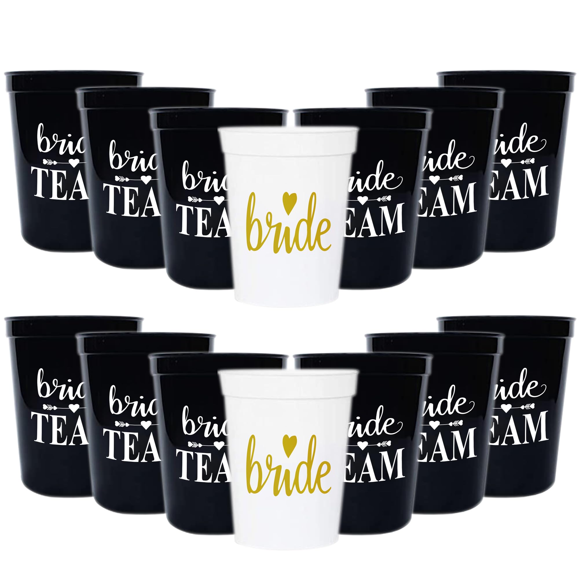 LADY&HOME Bachelorette Party Plastic Cups Bride Team Gifts Reusable Party Cups for Bridal Party(Black)