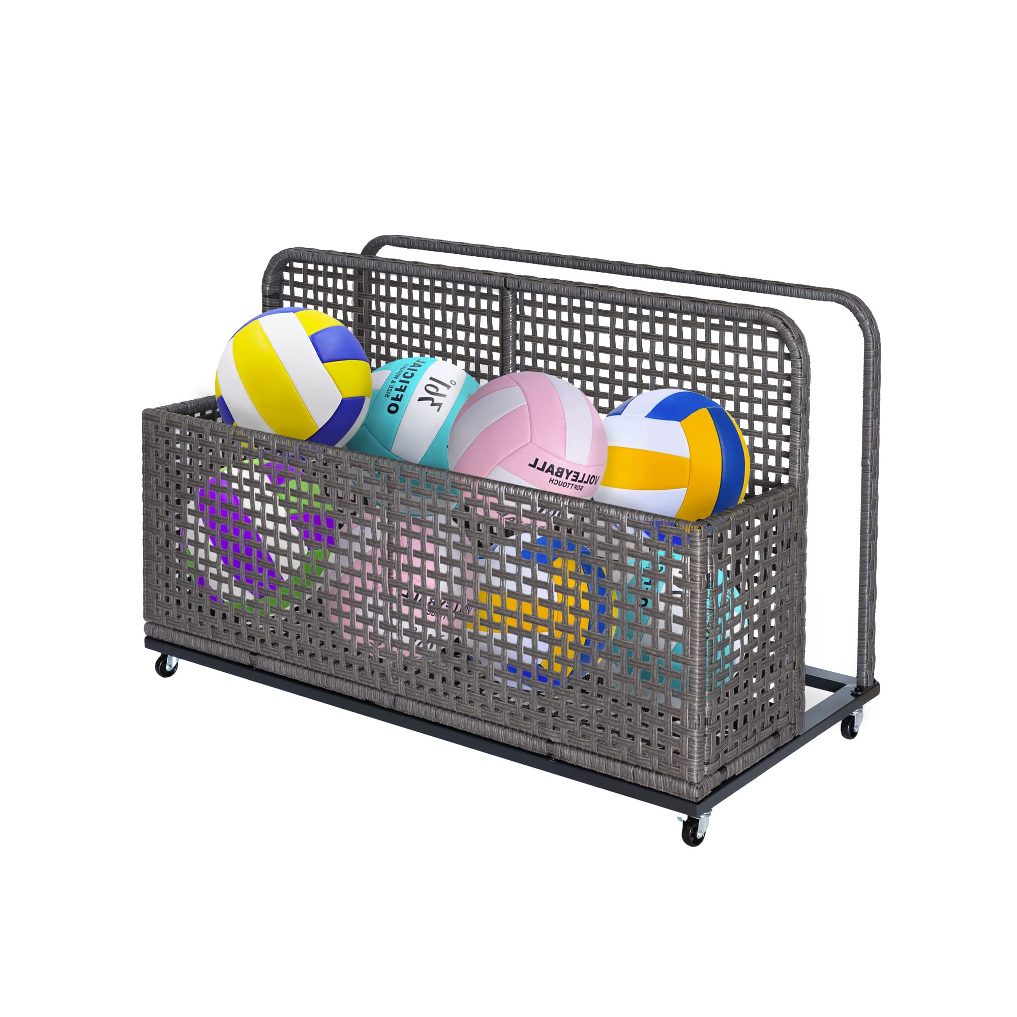 STMHOM Poolside Float Storage, Outdoor Storage, Patio Poolside Float Storage Basket, Storage Box, PE Rattan Outdoor Pool Caddy with Rolling Wheels for Floaties, Patio, Pool, Beach-Sturdy & Movable,