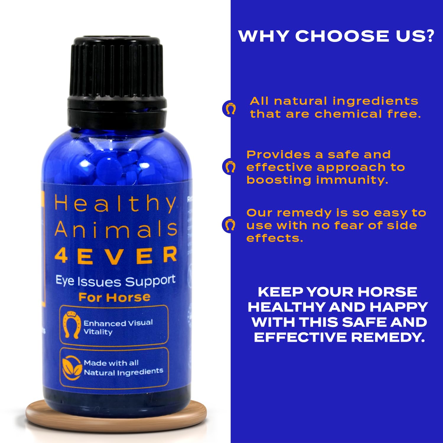 Healthy Animals 4Ever All-Natural Horse Eye Health Support - Maintains Normal Mineral Levels for Horses Eyes - Eye Supplements for Horses - Homeopathic & Highly Effective - 300 Tablets