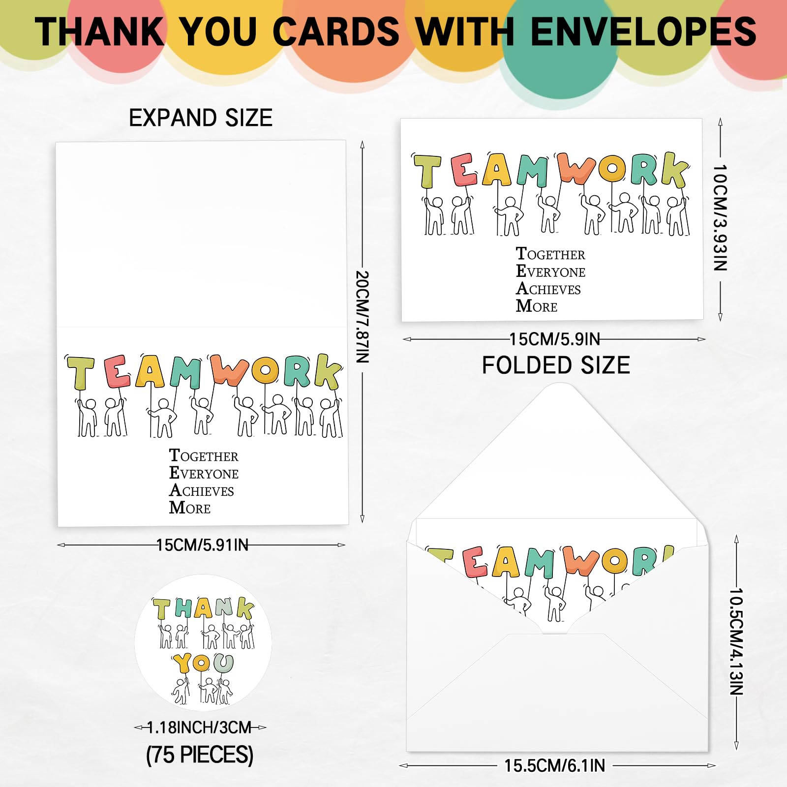 Tenceur 72 Sets Appreciation Cards with Envelopes Employee Appreciation Cards Work Anniversary Cards for Employees Work Anniversary Cards Staff Gifts