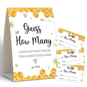 honey bee shower game,guess how many,baby shower games,wedding shower games,baby shower decorations gender neutral,bridal shower decoration,birthday party game,50 guess cards & 1 sign -4