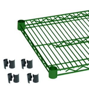 thunder group cmep2448 wire shelving, 24" x 48", 850 lb. capacity, with 4 sets of sleeve clips, heavy duty, epoxy coated, green, nsf, pack of 2