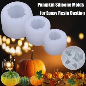 ZQYSING (4 Pack) Pumpkin Candle Molds, 3D Pumpkin Silicone Molds for Epoxy Resin Casting Thanksgiving Halloween DIY Art Gifts Home Decor