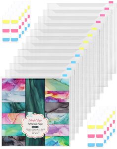 anvin 12 pcs scrapbook paper storage organizer for 12 x 12 inch paper with 60 pcs sticky index tabs waterproof individual top loading files for separating scrapbook paper, vinyl paper, craft paper