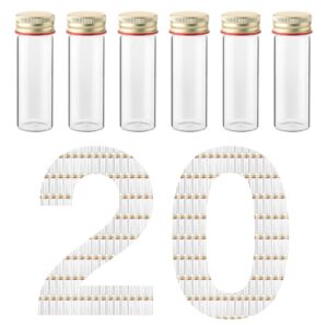 labvida 25ml clear glass vials with plastic stoppers, 20 pack glass vials with screw caps, leak-proof small glass lab vials, liquid sample vials for essential oil, reagent, seeds, lvh008