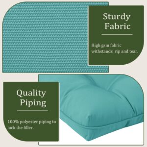 LOVTEX Tufted Bench Cushions for Outdoor Furniture, 48 x 18 InchesPatio Swing Cushions Teal - Overstuffed Indoor/Outdoor Loveseat Cushions with Round Corner